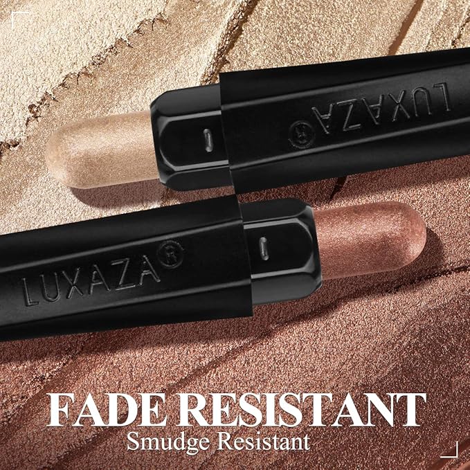 3PCS Eyeshadow Stick,Champagne Metallic And Shimmer Eye shadow Pencil Crayon Brightener Makeup with Crease-proof Formula,Waterproof & Long Lasting Eye Shadow And Eyeliner Pen Set