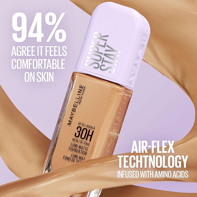 Maybelline Super Stay Lumi-Matte Foundation, Lightweight and Buildable Full Coverage Foundation Makeup For Up To 30HR Wear, 110, 1 Count