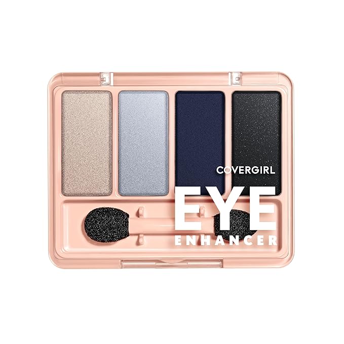 COVERGIRL Eye Enhancer, Night Sky, Eyeshadow Quad, Easy to Wear, Clean & Vegan, Talc-Free, Matte & Shimmer Finishes, Smudge-Proof, 0.19oz