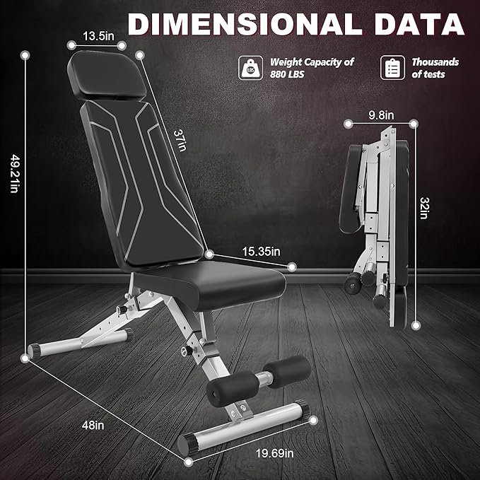 1000 LBs Weight Bench - Adjustable Workout Bench