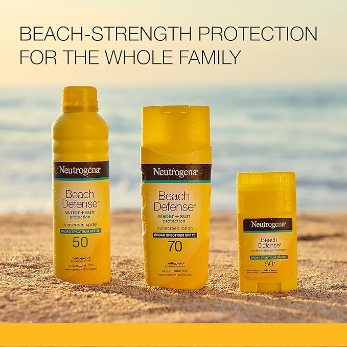 Neutrogena Beach Defense Water-Resistant Sunscreen Lotion with Broad Spectrum SPF 30, Oil-Free and PABA-Free Oxybenzone-Free, UVA/UVB Sun Protection, SPF 50, 6.7 fl. oz