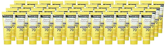 Neutrogena Beach Defense Water Resistant Sunscreen Body Lotion with Broad Spectrum SPF 70, Oil-Free and Fast-Absorbing, 1 Fl Oz (Pack of 48)