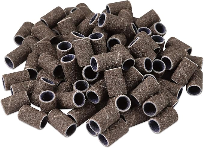 PANA 100 Pieces Nail Sanding Bands Professional Nail Manicure Great Fit for Nail Drill Bits for Acrylic Nails (150 Grit, Brown)
