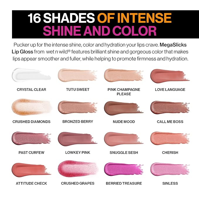 wet n wild Mega Slicks Lip Gloss | Long Lasting | Hyaluronic Acid | High Shine | Crystal Clear (Pack of 2)