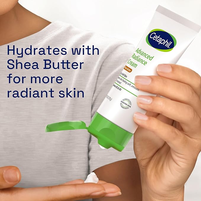 Cetaphil Advanced Radiance Cream with Shea Butter, 6 oz, For Dry, Dull Skin, More Radiant Skin, 48 Hour Hydration, All Skin Tones & Types, Hypoallergenic, Fragrance Free