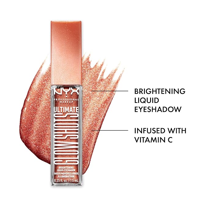 NYX PROFESSIONAL MAKEUP Ultimate Glow Shots, Liquid Eyeshadow, Long-Lasting Shimmer Eye Shadow with Vitamin C - Clementine Fine