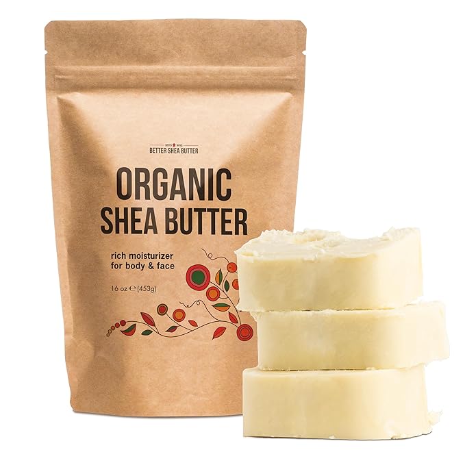 Organic Shea Butter Raw Unrefined | Pure African Shea Butter for Hair & Dry Skin | Natural Face Moisturizer | Body Butter Base for Lotion, DIY Lip Balm and Soap Making Supplies, 1lb Bar