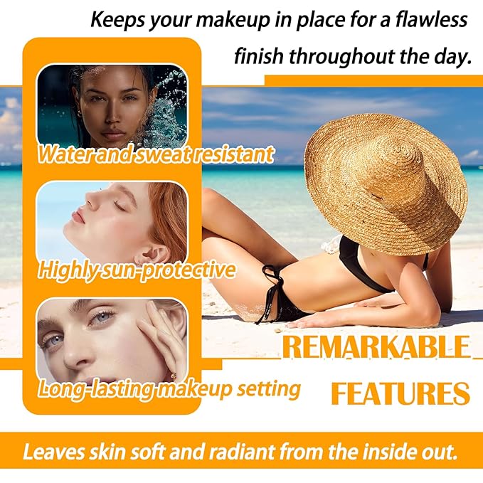 Mineral Sunscreen Setting Powder SPF 50++,Oil Control Long Sunscreen Powder