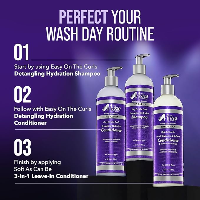 The Mane Choice The Alpha Easy On The Curls Hydration Curly Hair Conditioner, Nourishing Detangling Conditioner Enriched with Biotin & Vitamin E, Sulfate & Paraben-Free, 16 oz