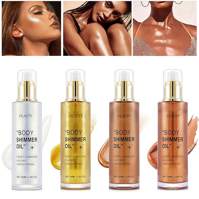 Shimmer Body Oil Waterproof Body Luminizer Bronze, Face Makeup Glow