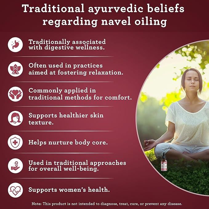 GuruNanda Navel Oiling – Ayurvedic Belly Button Oil with Castor, Neem & Vitamin E | Supports Digestion, Detox, Hydration & Stress Relief | 100% Natural & Pure | 2 fl oz