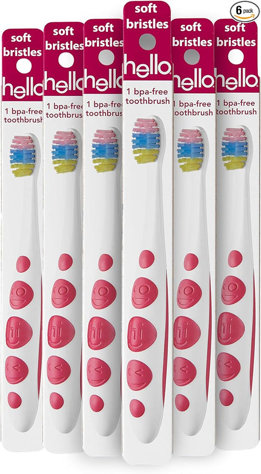 hello Soft Kids Toothbrushes, Unicorn Toothbrush Pack with Wide Handles, Made for Kids of All Ages, BPA-Free, Super Soft Bristles, Gentle on Gums, Tough on Pesky Plaque, 6 Pack
