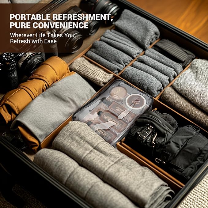 Gift Sets for Men Bath and Body Mens Gifts 6pcs Sandalwood Travel Size sets with Shampoo, Shower Gel, Soap, Body Lotion, Birthday Gifts for Men, Self Care Fathers Day Gifts