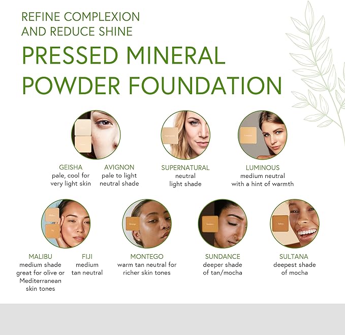 Honeybee Gardens Pressed Mineral Powder Foundation Refill, Luminous, Vitamin E, 7.5g