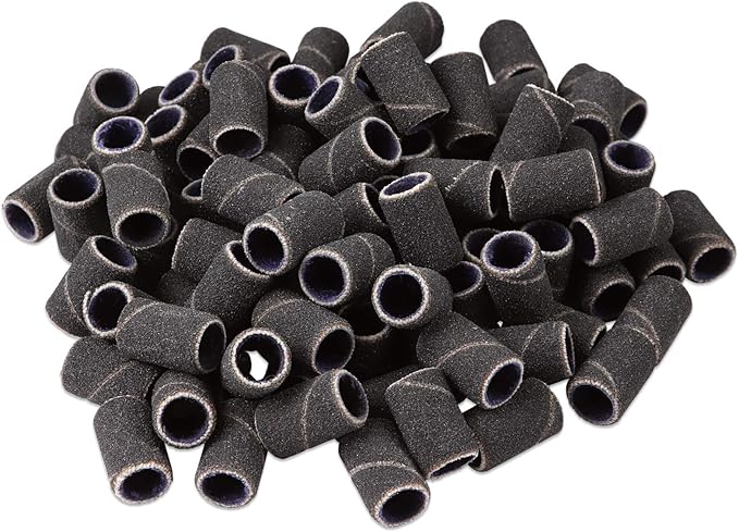 PANA 100 Pieces Nail Sanding Bands Professional Nail Manicure Great Fit for Nail Drill Bits for Acrylic Nails (180 Grit, Black)