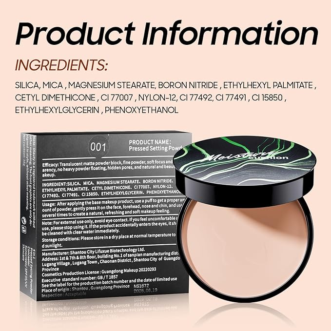 Face Setting Powder Makeup - Waterproof Long-Lasting Pressed