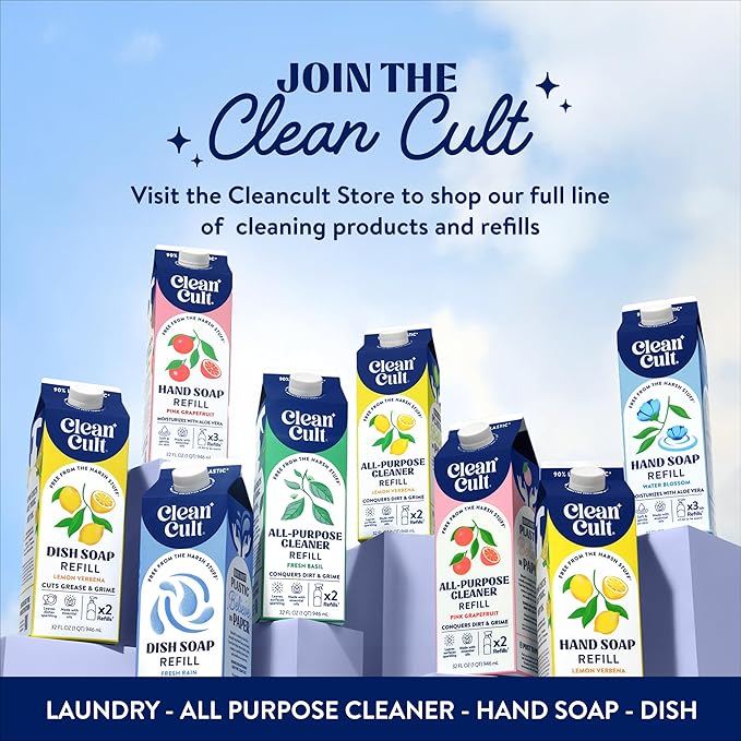 Cleancult Liquid Hand Soap Refill - Pink Grapefruit- Moisturizes Dry & Sensitive Skin - Made with Aloe Vera & Essential Oils - Eco Friendly - Paper-Based Packaging - 32 oz/1 Pack