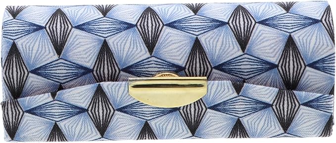 Motique Accessories Diamond Pattererned Fabric Lipstick Case with Mirror for Purse-Blue
