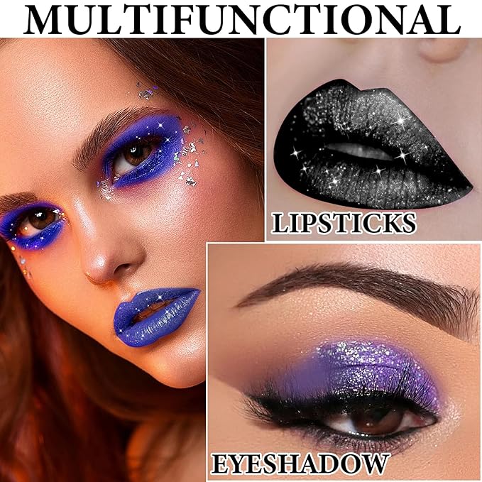 3Pcs Matte Glitter Liquid Lipstick Set,Glossy Shimmer Lip Glitter