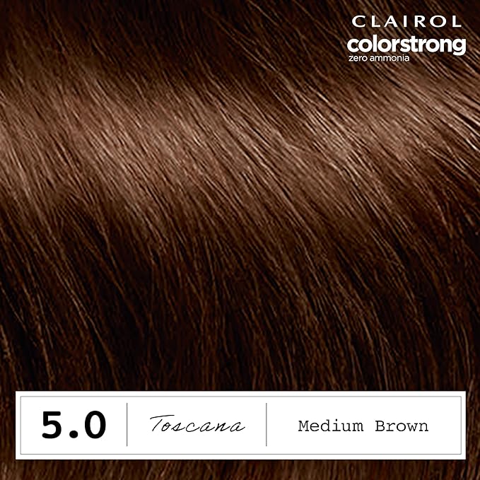 Clairol ColorStrong Permanent Zero Ammonia Hair Dye, 5.0 Medium Brown - Toscana Hair Color, Pack of 1