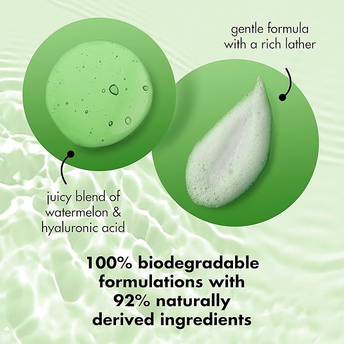 Love Beauty and Planet Plant-Based Body Wash Hydrate and Restore Skin Watermelon and Hyaluronic Acid Made with Plant-Based Cleansers and Skin Care Ingredients, 100% Biodegradable 20 fl oz