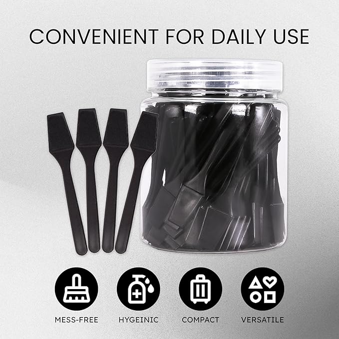100 Pieces Cosmetic MakeUp Disposable Plastic 2.5" Spatulas For Skin Care Facial Cream Mask Spatula (BLACK)