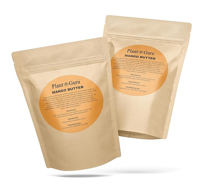 Raw Mango Butter 2 lbs. Bar - 100% Pure Natural Unrefined - Great for Skin, and Hair Growth. DIY Soap Making, Body Butters, Lotions and Creams.