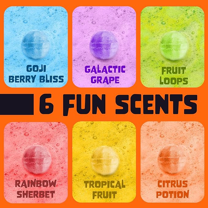 Halloween Bath Bomb for Kids with Surprise Toys Inside (6 Pack) - Large Pumpkin Spooky Bombs for Boys & Girls – Made in USA, Boo Basket Stuffers for Teens by Two Sisters