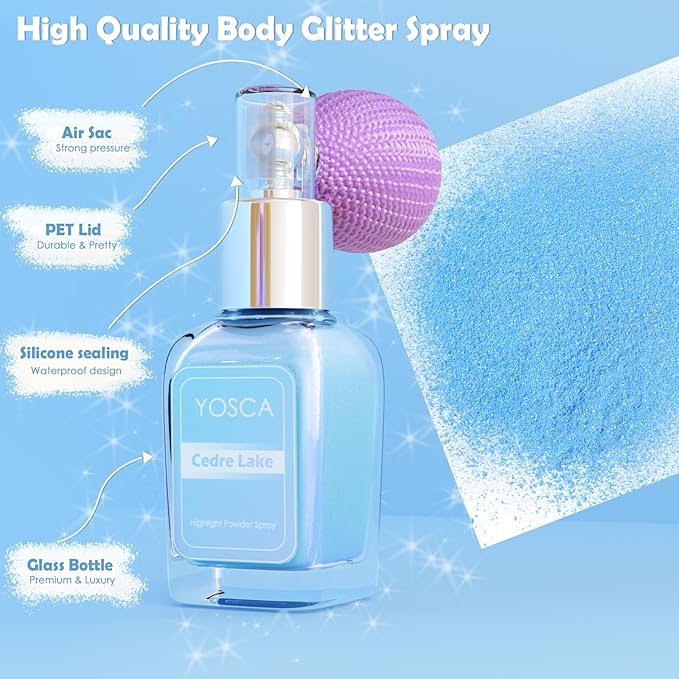 Yosca Highlighter Powder Spray, 20ML Cosmetic Grade Shimmer 20ML