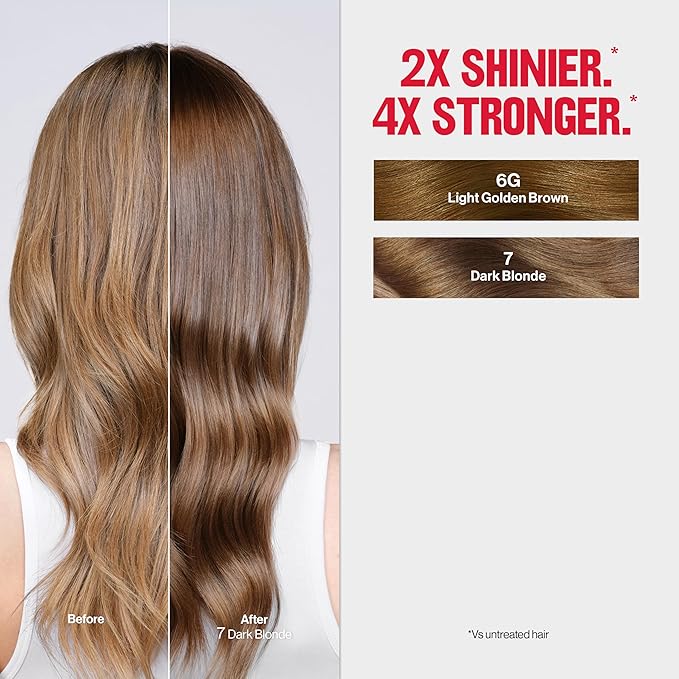 Revlon ColorSilk Tone + Gloss + Care Demi Permanent Hair Color, Dye Kit with Leave-In Scalp and Haircare Serum, 2x Shinier, 4x Stronger, 6G Light Golden Brown, 4.5 fl oz