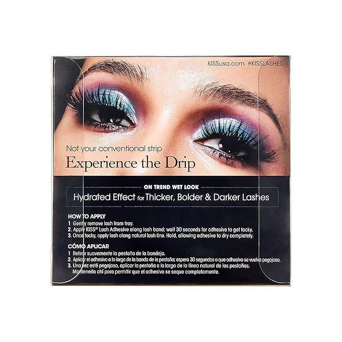 KISS Halloween Lash Drip False Eyelashes, Spiky X Boosted Volume, Unique Wet Look Hydrated Effect, Multi-Length Rewearable Fake Eyelashes, Wispy Crisscross Lash Pattern, Style ‘You Dew You’, 1 Pair, Packaging May Vary