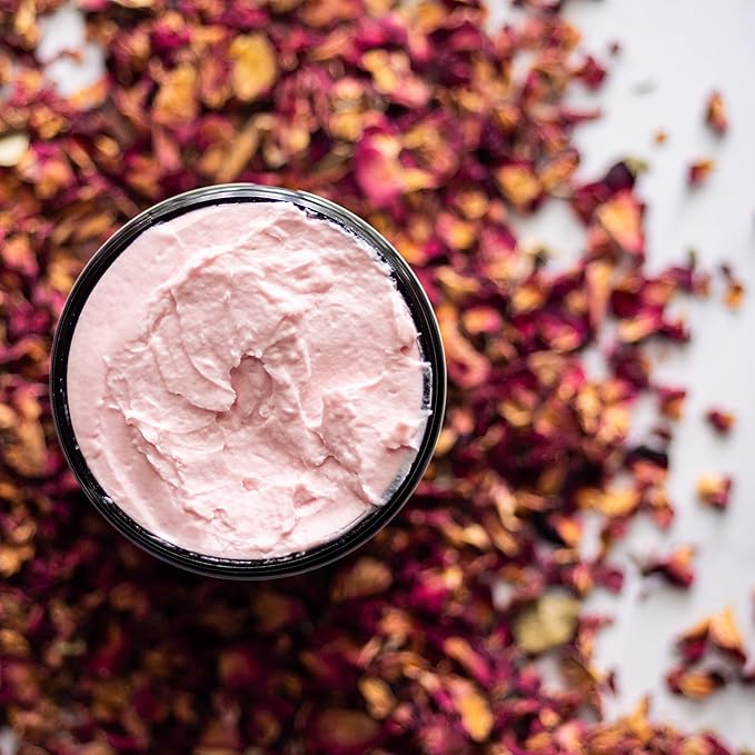 Rose Body Butter for Dry Skin with Whipped Shea Butter and Pure Essential Oil | Ultra Hydrating Rose Lotion for Women | All Natural Moisturizer with No Synthetic Fragrances