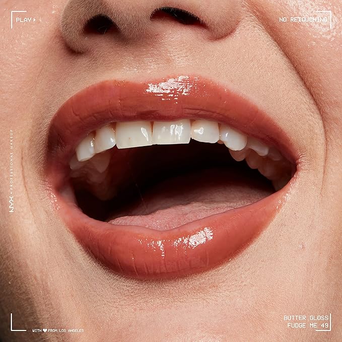 NYX PROFESSIONAL MAKEUP Butter Gloss Brown Sugar, Non-Sticky Lip Gloss - Fudge Me (Warm Brown) (Pack of 2)