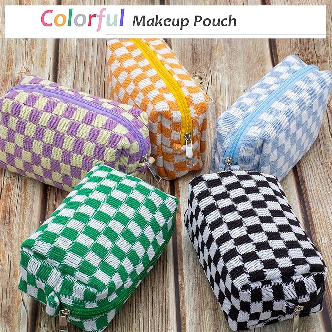 Pazimiik checkered makeup bag for