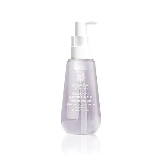Snow Fox Skincare Goodnight Lavender Facial Cleansing Oil with Pump Top, 100 mL
