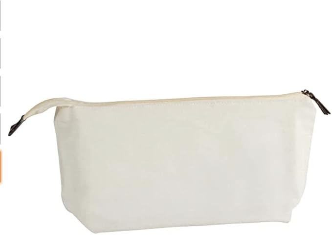 Juvale 6 Pack Canvas Makeup Bags with Zipper - 11.75 x 5.5 In White Cotton Canvas Makeup Bag Set for Toiletries and DIY Crafts