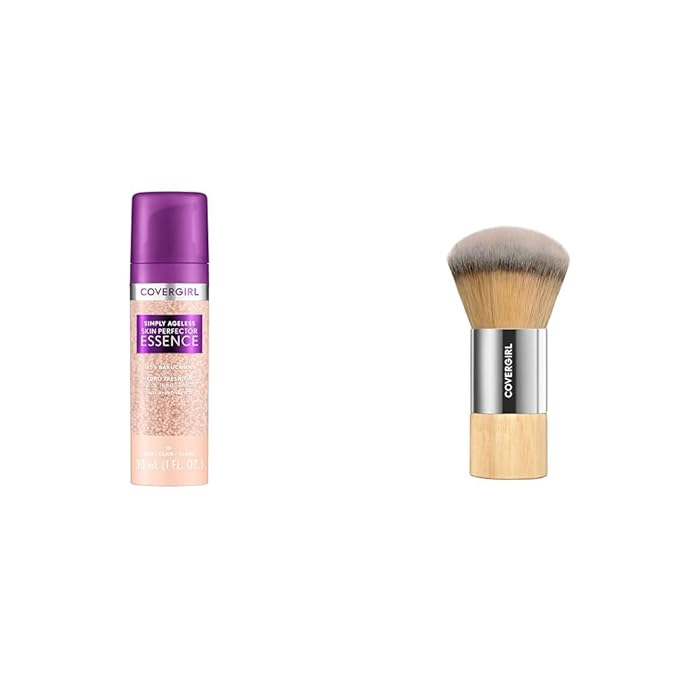Covergirl Simply Ageless 10 Fair Foundation, Blending Brush - Skincare Makeup with Bakuchiol & Tranexamic Acid Reduces Fine Lines & Fades Dark Spots