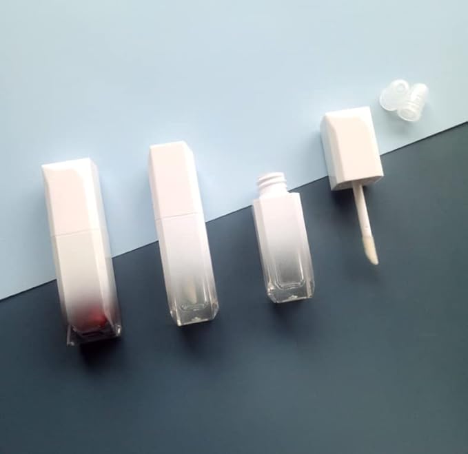 HLLMX 3PCS 5ml Lip Gloss Tube Plastic Vials Empty Refillable Lip Balm Bottles Container Lip Glaze Tube DIY Makeup Liquid Lipstick Bottle Container Red Lids Cosmetic Tube for Women Girl