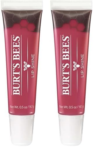 Burt's Bees Lip Gloss, Lip Shine for Women, 100% Natural Makeup, Pucker (Pack of 2)