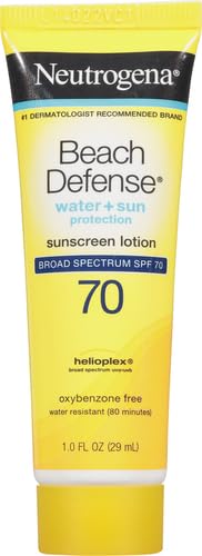 Neutrogena Beach Defense Water Resistant Sunscreen Body Lotion with Broad Spectrum SPF 70, Oil-Free and Fast-Absorbing, 1 Fl Oz (Pack of 48)