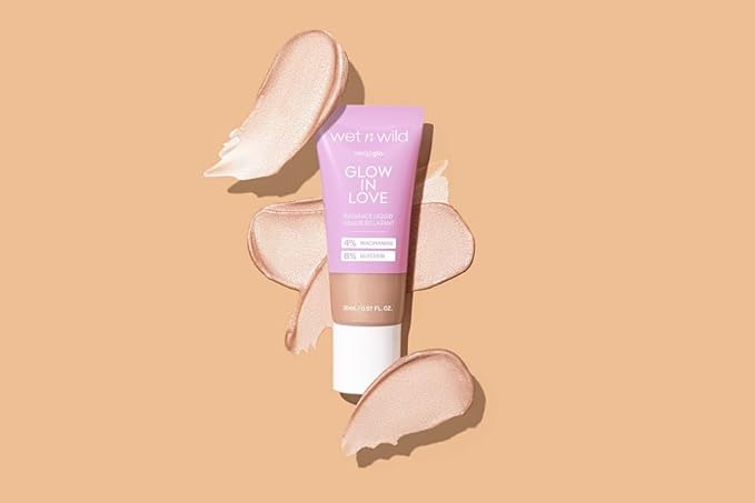 wet n wild Mega Glo Liquid Highlighter, Sheer & Buildable 4% Niacinamide-Enriched Lightweight Radiance with 8% Glycerin, Vegan & Cruelty-Free - Glow In Love