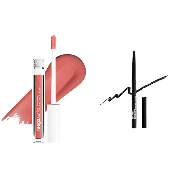 wet n wild Mega Slicks Lip Gloss & Mega Last Breakup Proof Eyeliner, 16-Hour Wear