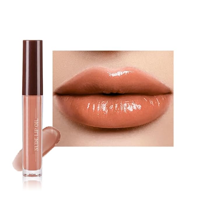 Hydrating Lip Glow Oil, Plumping Lip Oil, Tinted Lip Plumper Gloss,Younger-Looking Lips | Nourishing Long Lasting Non-Sticky Hydrating & Smoothing Lip Treatment Cruelty Free 01#