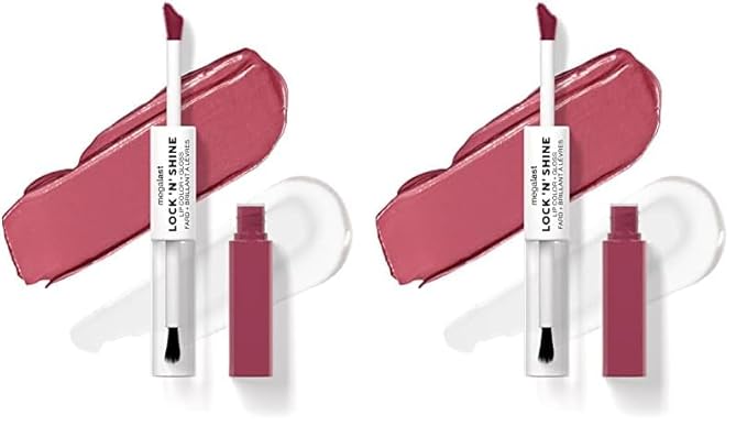 wet n wild Megalast Lock 'N' Shine Lip Color + Gloss Lipstick Pinky Promise (Pack of 2)