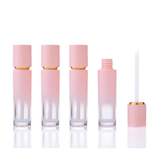 5 Pcs Gradient Pink Lip Gloss Tubes 8ml Empty Refillable Plastic Lip Gloss Containers with Wand Applicators for DIY Lip Gloss Lipstick