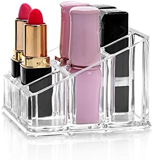 Sooyee Lipstick Organizer,Lipstick Holder,9 Spaces Acrylic Lipstick Case,Cosmetic Display Cases for Lipstick, Brushes, Bottles, and more,Clear