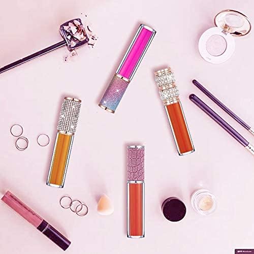 AMORIX 72pcs 5ml Diamond Lip Gloss Tubes with Wand Lipgloss Tubes Bulk Empty Rhinestone Lip Gloss Containers Bottles Crystal Lip Gloss Supplies Kit, 4 x Syringes + Labels for DIY Lip Gloss Base