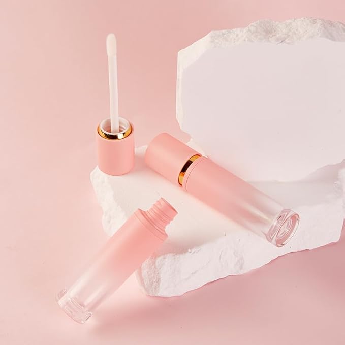 5 Pcs Gradient Pink Lip Gloss Tubes 8ml Empty Refillable Plastic Lip Gloss Containers with Wand Applicators for DIY Lip Gloss Lipstick
