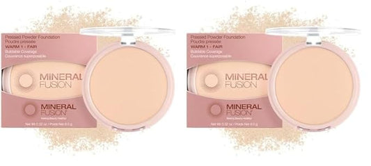 Mineral Fusion Pressed Powder Foundation, Warm 1-0.32oz ea (Pack of 2)