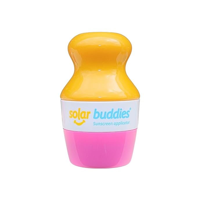 Solar Buddies Sunscreen Applicator - Single Pink - BPA-Free Refillable Roll on Sponge Sunscreen, Suncream & Lotion Applicator For Kids, Adults & Families - Holds 3.4fl oz, Perfect Size for Travel
